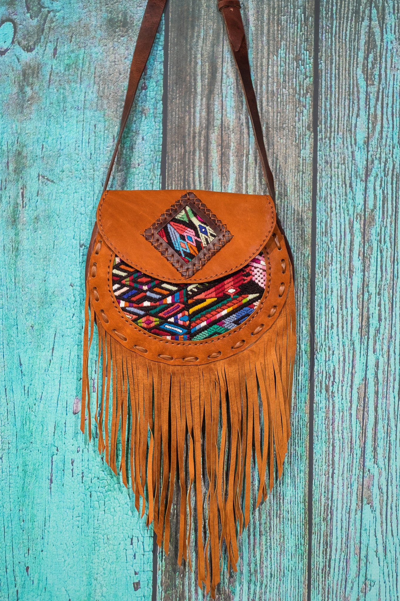 Big Turquoise Fringe Purse