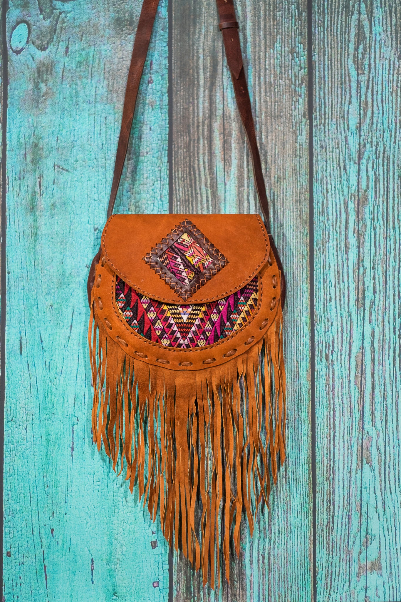 Huipil Luna Fringe Bag purse cross body suede tan Jasmine