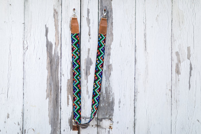 Vintage Huipil Bag Strap green nile