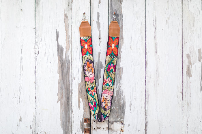 Vintage Huipil Bag Strap wild flowers