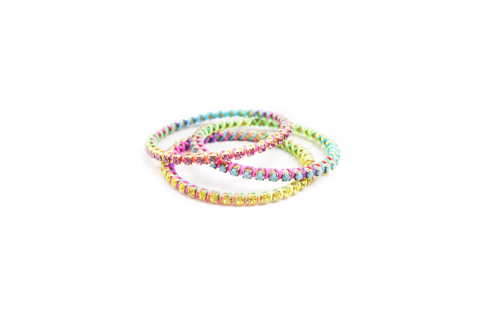 Neon Rainbow Crystal Bangles (set of 3)