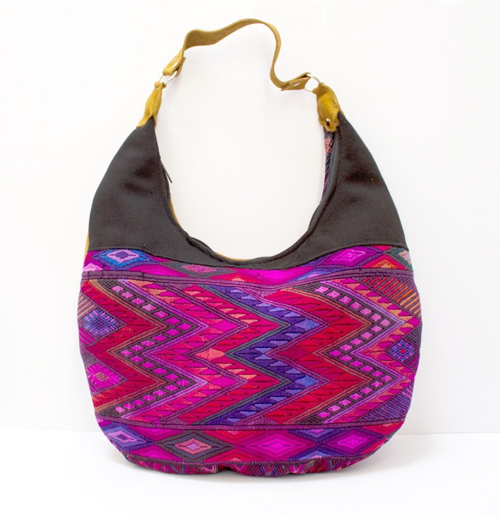 Curved Huipil Hobo Bag Purple Craze