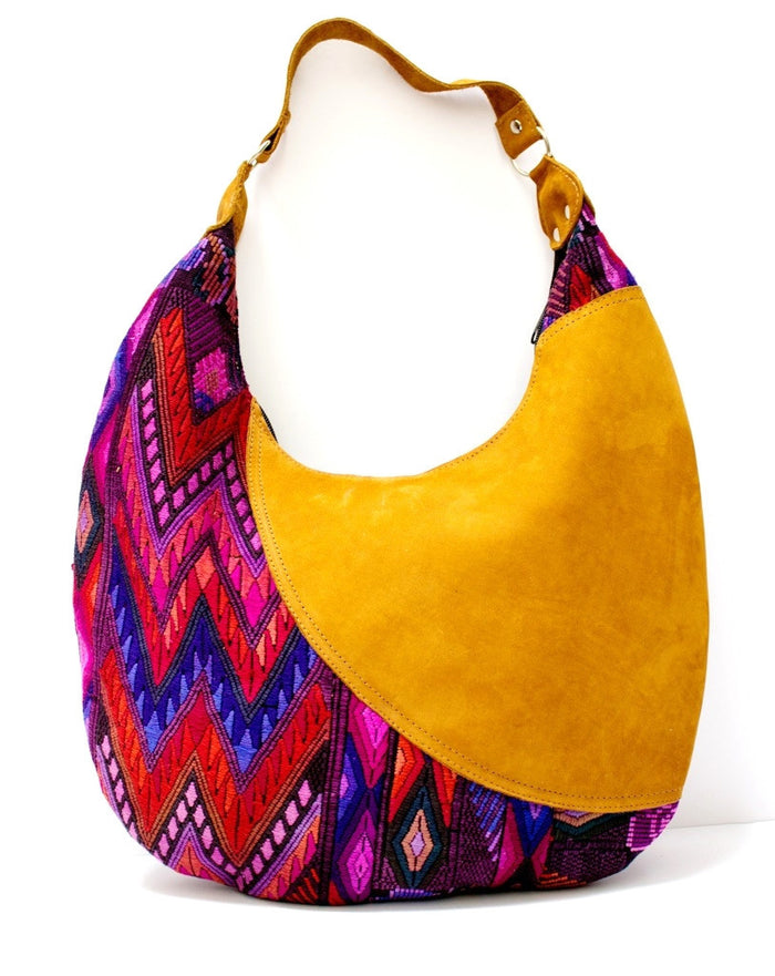 Curved Huipil Hobo Bag Purple Craze