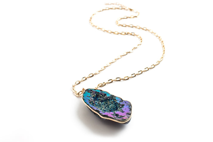 Iridescent Geode Necklace