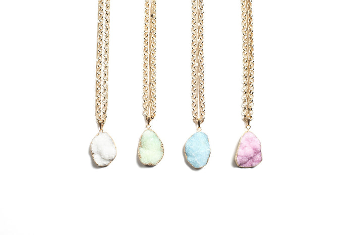 Pink druzy necklace