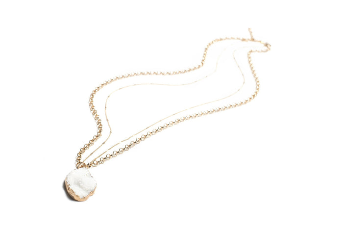 White druzy necklace