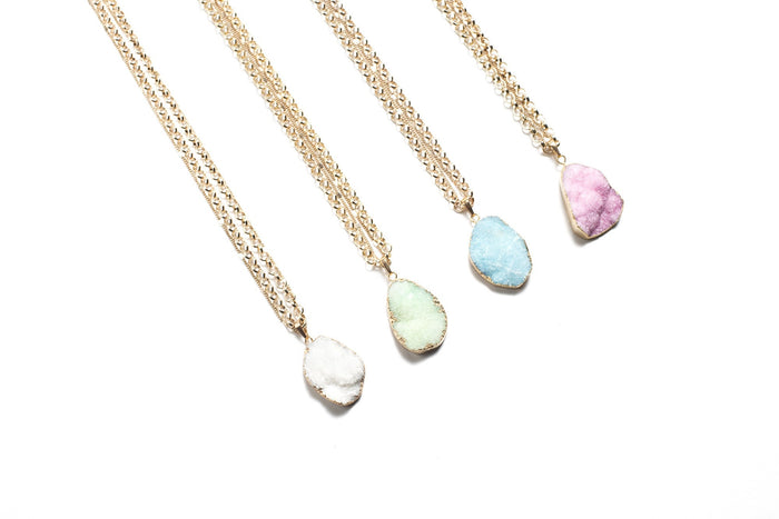White druzy necklace