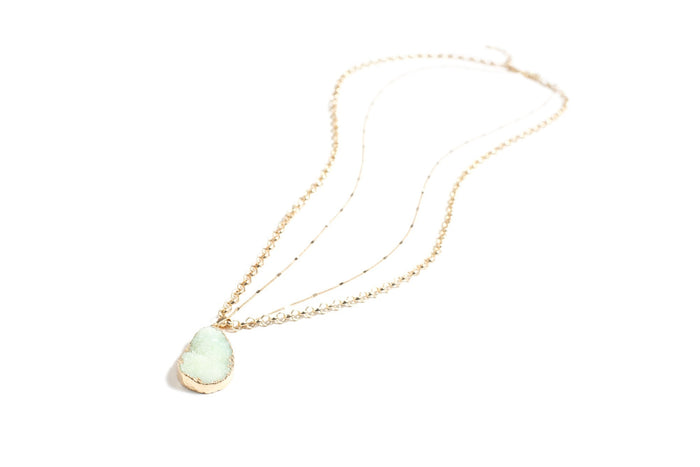 Green druzy necklace