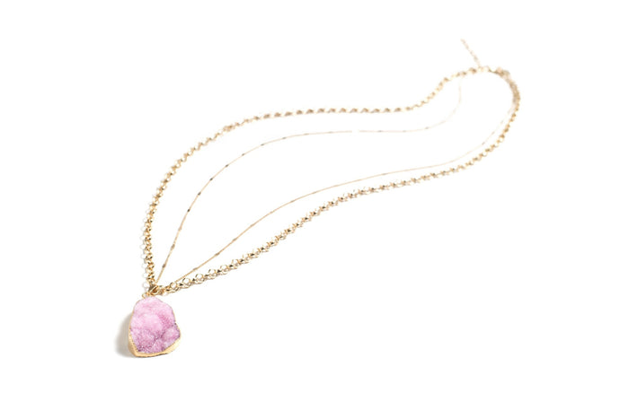 Pink druzy necklace