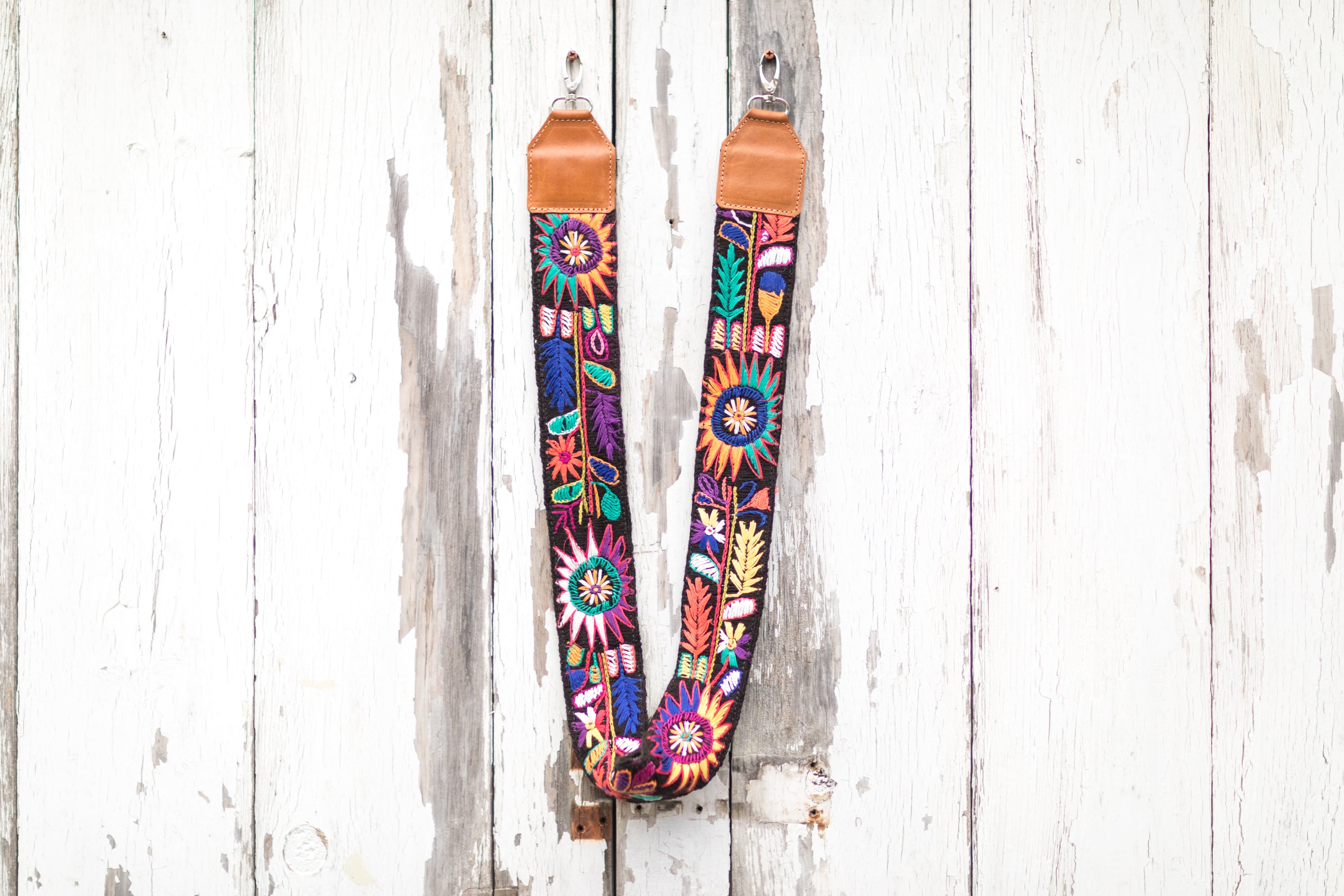 Vintage Huipil Bag Strap sunflowers