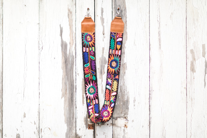 Vintage Huipil Bag Strap sunflowers