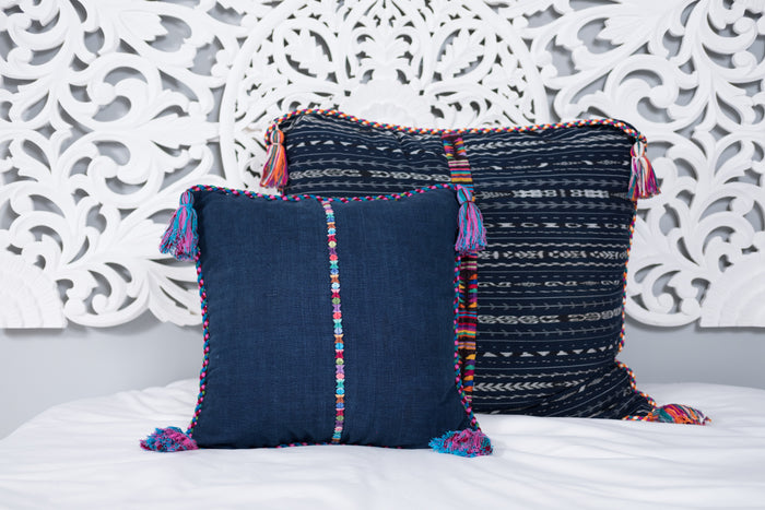 Cortes Huipil Pillow Cover Denim