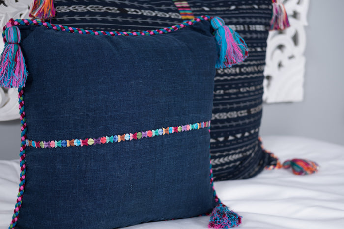 Cortes Huipil Pillow Cover Denim