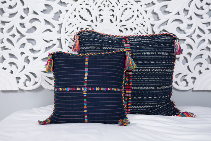 Cortes Huipil Pillow Cover Denim X