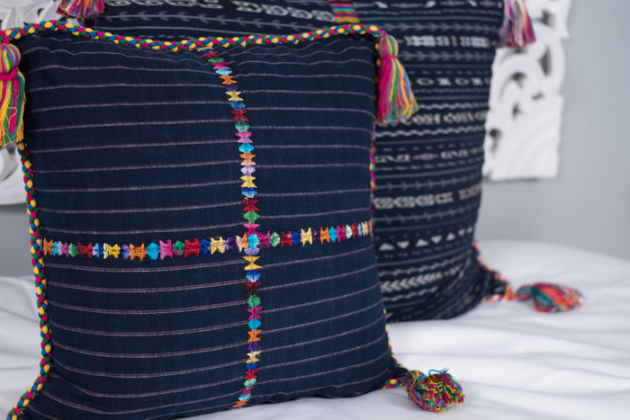 Cortes Huipil Pillow Cover Denim X