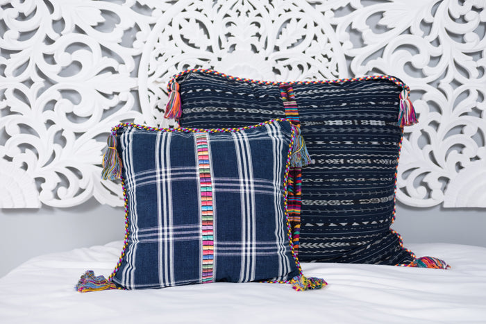 Cortes Huipil Pillow Cover Denim Beach House