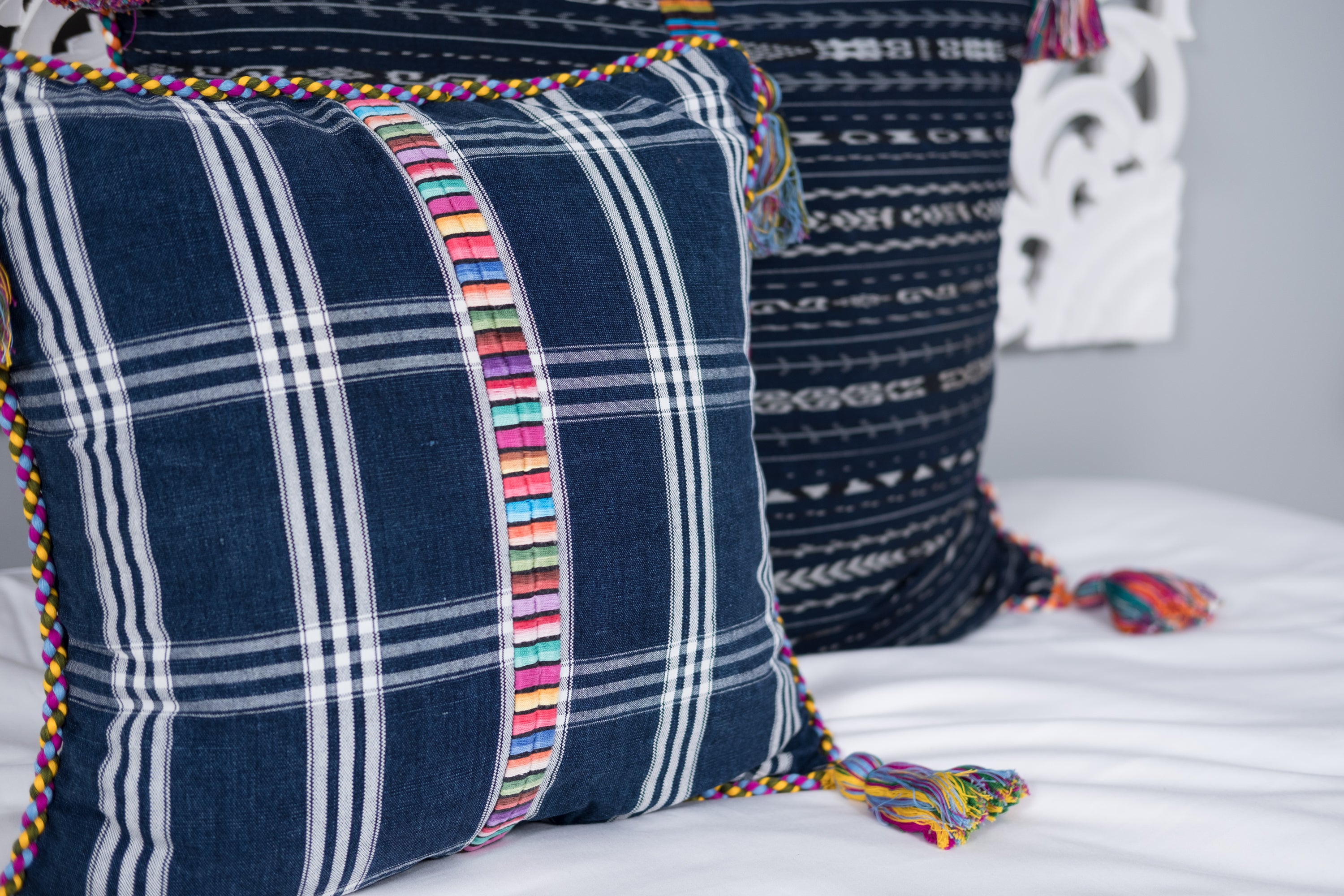 Cortes Huipil Pillow Cover Denim Beach House