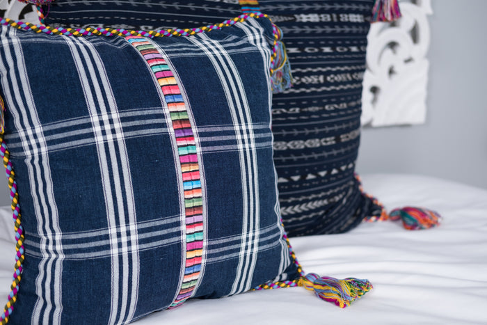 Cortes Huipil Pillow Cover Denim Beach House