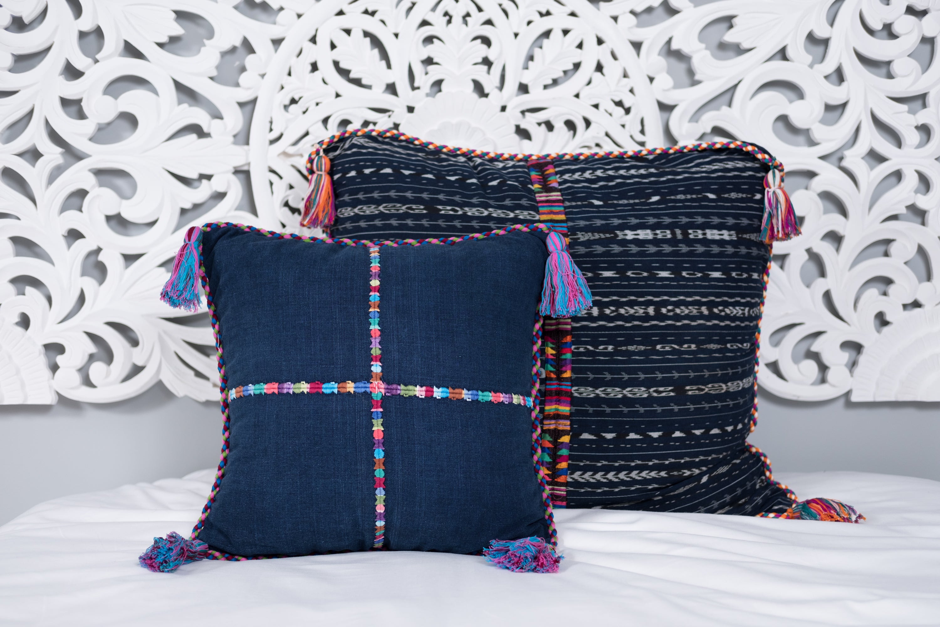 Cortes Huipil Pillow Cover  Indigo Denim Fiesta
