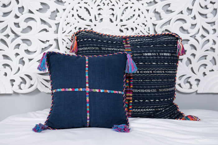 Cortes Huipil Pillow Cover  Indigo Denim Fiesta