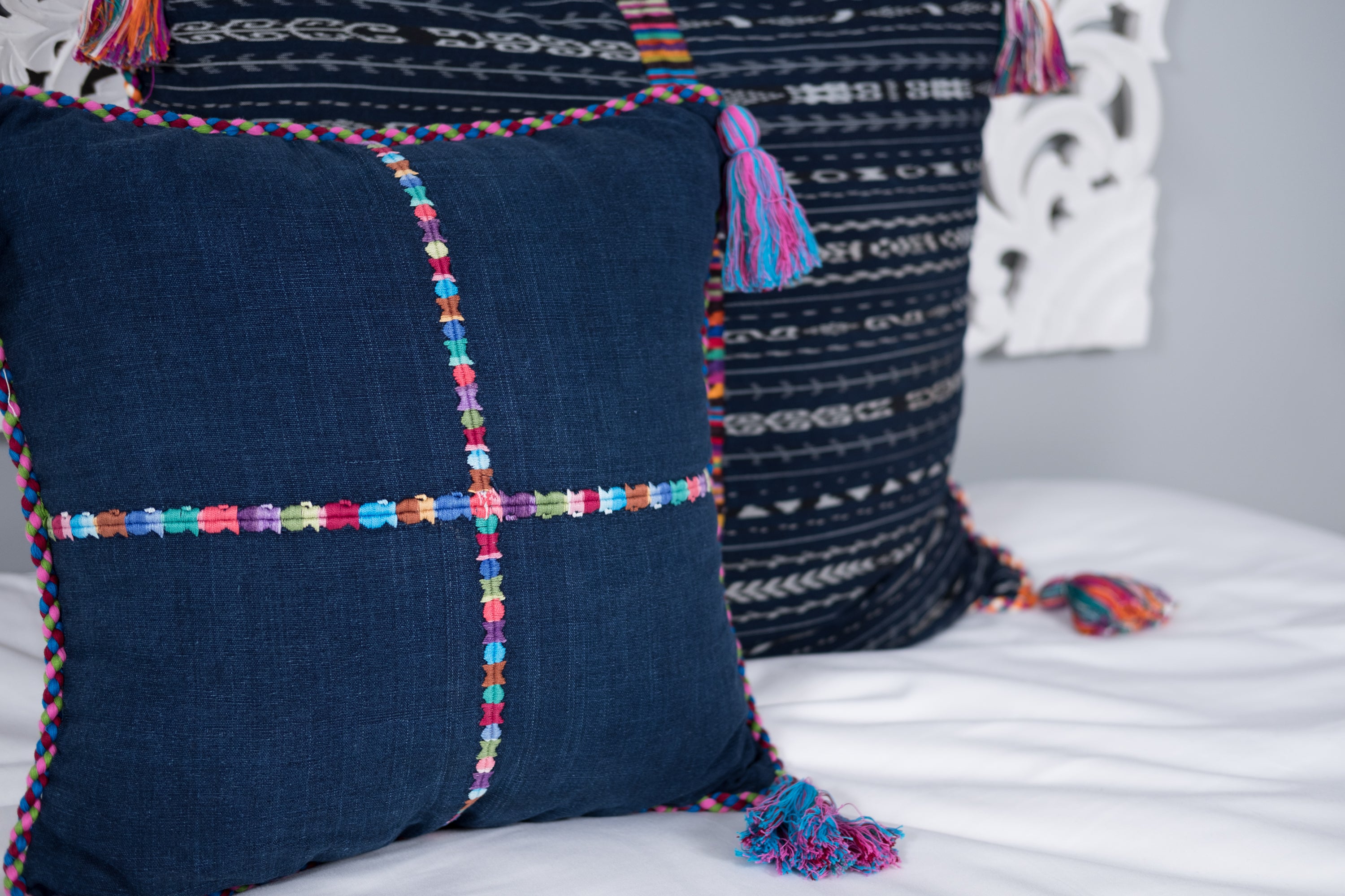 Cortes Huipil Pillow Cover  Indigo Denim Fiesta