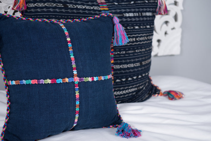 Cortes Huipil Pillow Cover  Indigo Denim Fiesta
