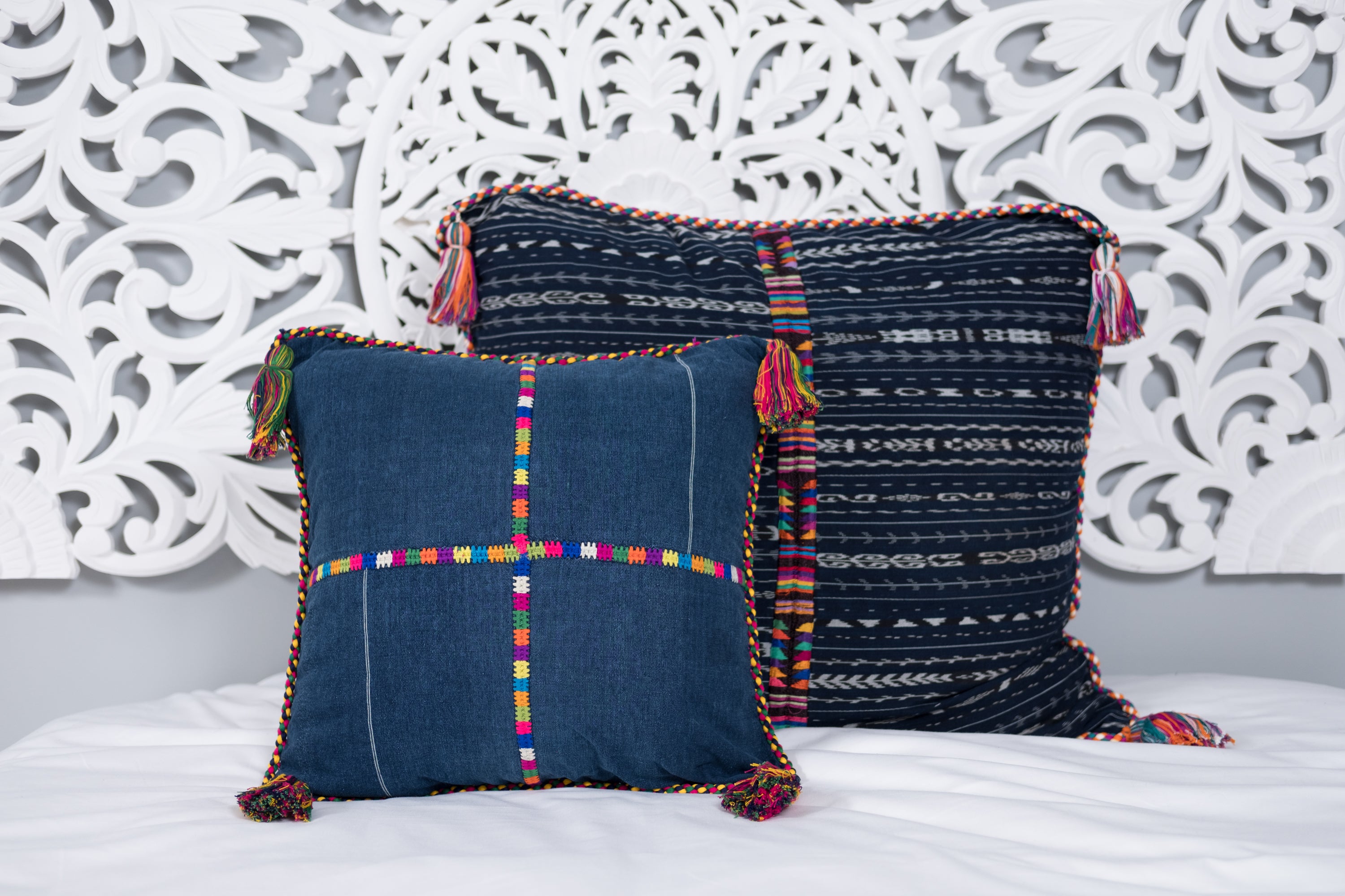 Cortes Huipil Pillow Cover  Indigo Denim Siesta