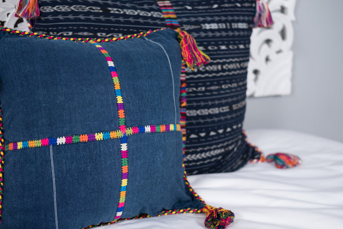 Cortes Huipil Pillow Cover  Indigo Denim Siesta