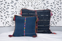 Cortes Huipil Pillow Cover Indigo Denim Fiesta Two