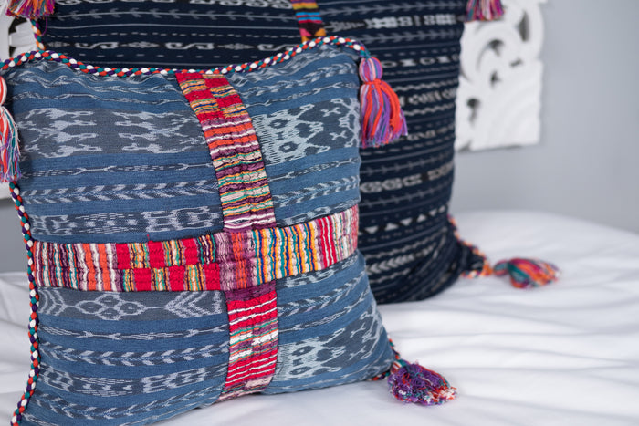 Ikat Cortes Huipil Pillow Cover Indigo Denim #2