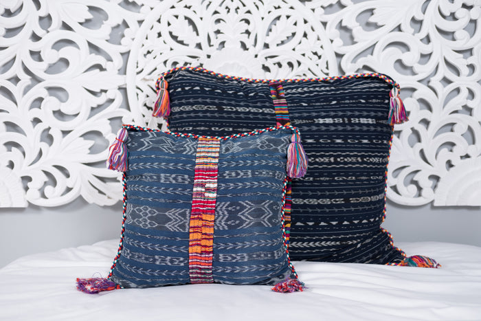 Ikat Cortes Huipil Pillow Cover Indigo Denim #3