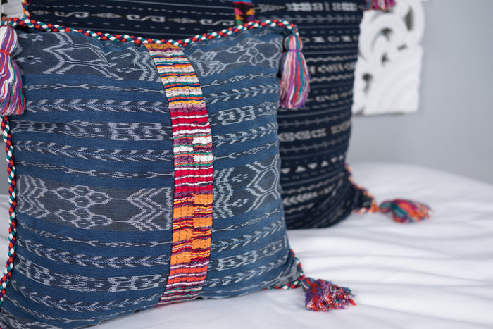 Ikat Cortes Huipil Pillow Cover Indigo Denim #3