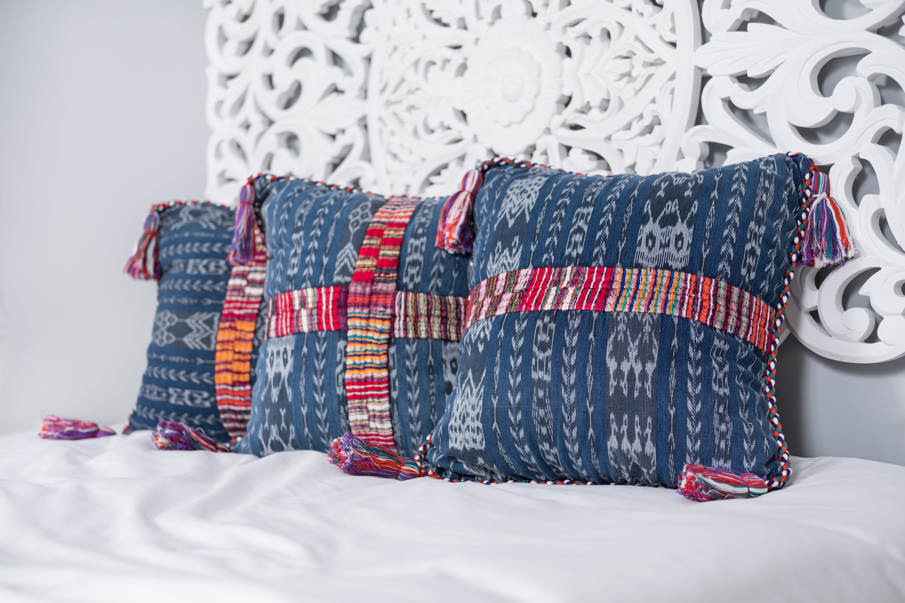 Ikat Cortes Huipil Pillow Cover Indigo Denim #2