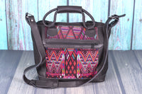 Huipil Day Bag Purse Diaper Bag (medium)  Black Leather