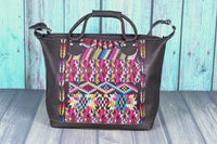 Overnighter Tote Bag Cross Body Purse Diaper Bag black leather