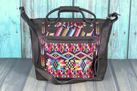 Overnighter Tote Bag Cross Body Purse Diaper Bag black leather