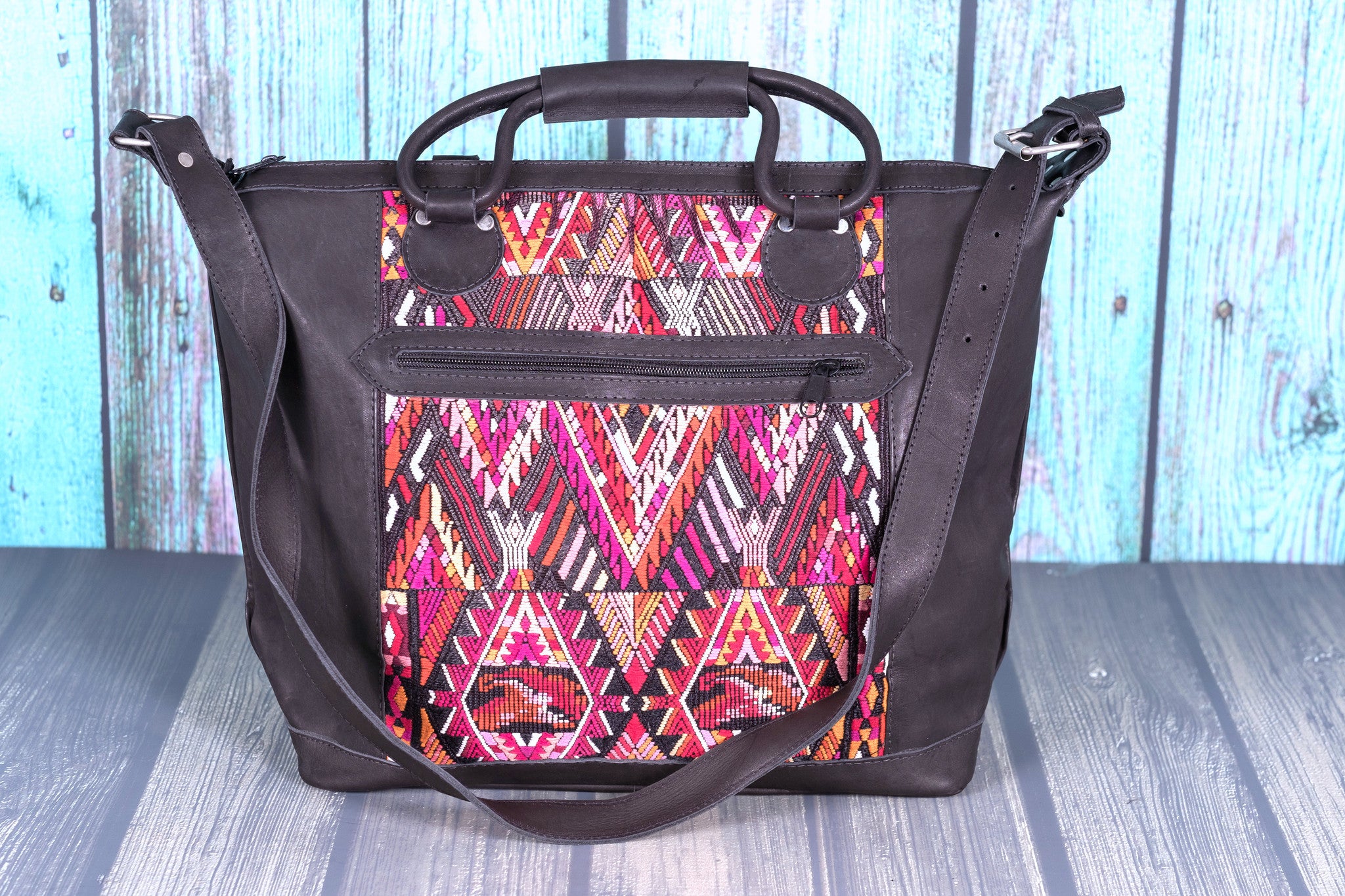 Overnighter Tote Bag Cross Body Purse Diaper Bag black leather