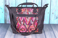 Overnighter Tote Bag Cross Body Purse Diaper Bag black leather