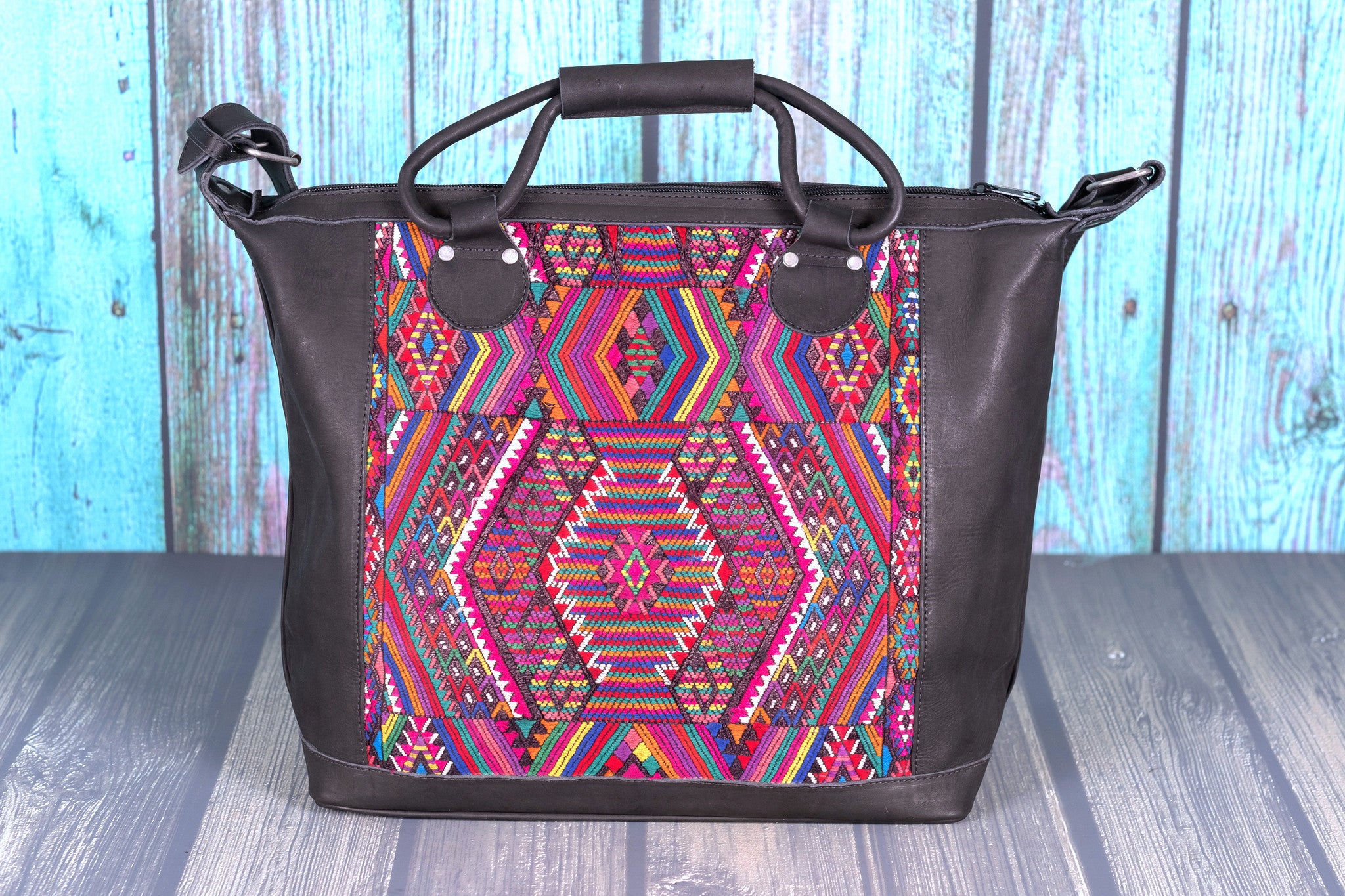 Overnighter Tote Bag Cross Body Purse Diaper Bag black leather