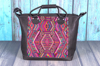 Overnighter Tote Bag Cross Body Purse Diaper Bag black leather