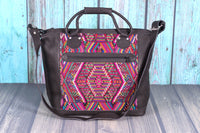 Overnighter Tote Bag Cross Body Purse Diaper Bag black leather