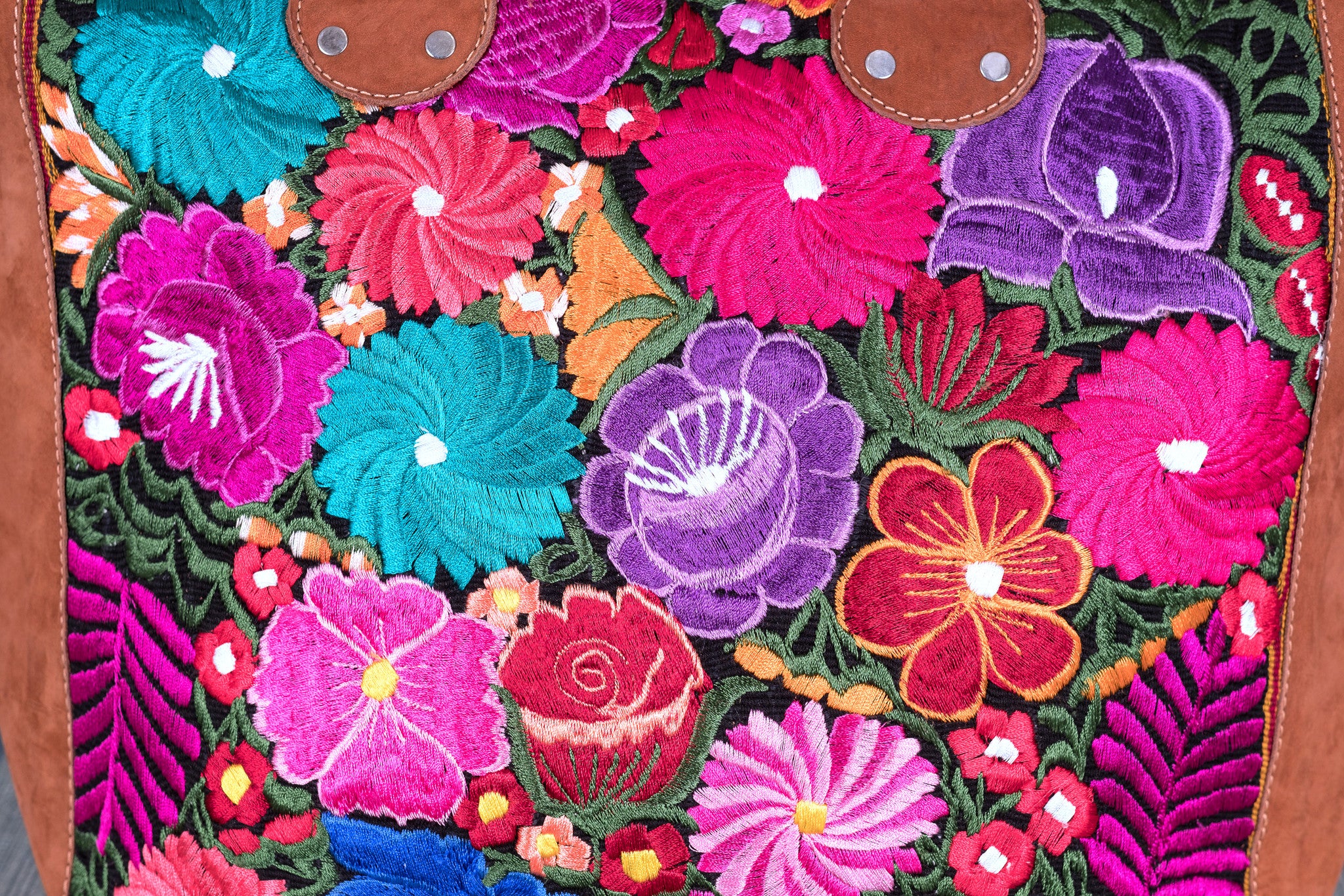 Huipil Overnighter Tote Bag Cross Body Embroidered Flowers